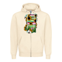 Sandshell Mississippi Map Sunflower Cactus Serape Zipper Hoodie - RanaPortraitStore