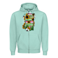 Seafoam Mississippi Map Sunflower Cactus Serape Zipper Hoodie - RanaPortraitStore