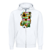 White Mississippi Map Sunflower Cactus Serape Zipper Hoodie - RanaPortraitStore