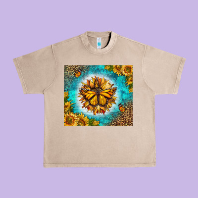 Monarch Butterfly Sunflower Urban Heavy Tee Designed By Lillyallendesigns