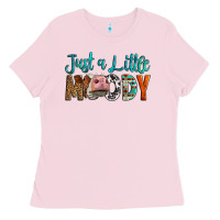 Bubblegum Pink Western Just A Little Moody Cow Ladies Tee - LillyAllenDesigns