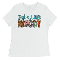 White Western Just A Little Moody Cow Ladies Tee - LillyAllenDesigns