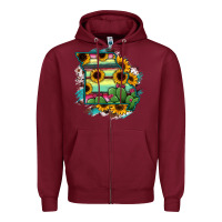 Burgundy Missouri Map Sunflower Cactus Serape Zipper Hoodie - RanaPortraitStore