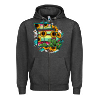 Charcoal Heather Missouri Map Sunflower Cactus Serape Zipper Hoodie - RanaPortraitStore