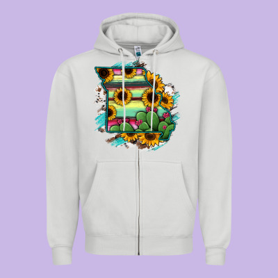 Missouri Map Sunflower Cactus Serape Zipper Hoodie Designed By Ranaportraitstore