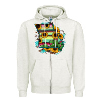 Oatmeal Heather Missouri Map Sunflower Cactus Serape Zipper Hoodie - RanaPortraitStore