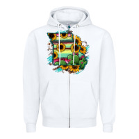 White Missouri Map Sunflower Cactus Serape Zipper Hoodie - RanaPortraitStore