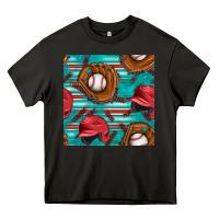 Asphalt baseball helmet and glove with serape seamless pattern Heavy Core Tee - BundleAndBundleShop