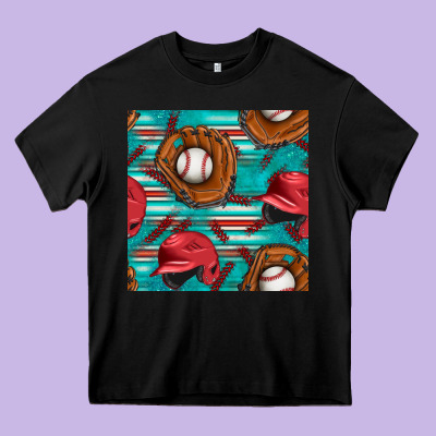 Baseball Helmet And Glove With Serape Seamless Pattern Heavy Core Tee Designed By Bundleandbundleshop