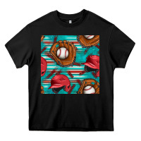 Black baseball helmet and glove with serape seamless pattern Heavy Core Tee - BundleAndBundleShop