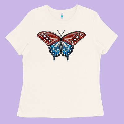 Patriotic American Butterfly Ladies Tee Designed By Lillyallendesigns