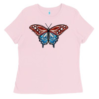 Bubblegum Pink Patriotic American Butterfly Ladies Tee - LillyAllenDesigns