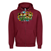 Burgundy Montana Map Sunflower Cactus Serape Zipper Hoodie - RanaPortraitStore