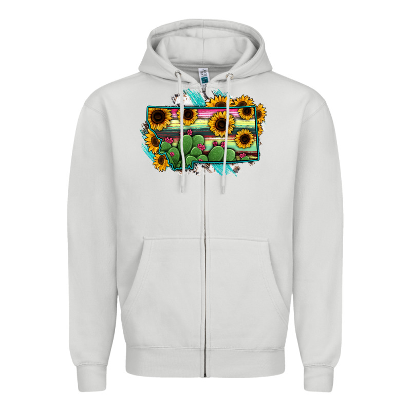 Montana Map Sunflower Cactus Serape Zipper Hoodie by RanaPortraitStore | Teevron