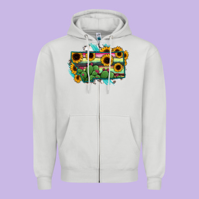 Montana Map Sunflower Cactus Serape Zipper Hoodie Designed By Ranaportraitstore