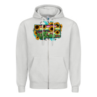 Dove Grey Montana Map Sunflower Cactus Serape Zipper Hoodie - RanaPortraitStore