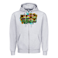 Heather Grey Montana Map Sunflower Cactus Serape Zipper Hoodie - RanaPortraitStore