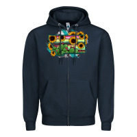 Navy Montana Map Sunflower Cactus Serape Zipper Hoodie - RanaPortraitStore