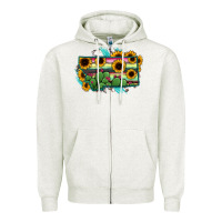 Oatmeal Heather Montana Map Sunflower Cactus Serape Zipper Hoodie - RanaPortraitStore