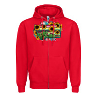 Red Montana Map Sunflower Cactus Serape Zipper Hoodie - RanaPortraitStore