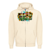 Sandshell Montana Map Sunflower Cactus Serape Zipper Hoodie - RanaPortraitStore