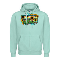 Seafoam Montana Map Sunflower Cactus Serape Zipper Hoodie - RanaPortraitStore