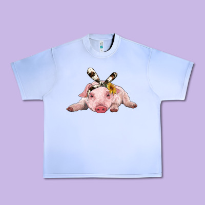 Baby Pig With Cowhide Ribbon Urban Heavy Tee Designed By Ranaportraitstore