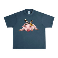 Midnight Navy baby pig with cowhide ribbon Urban Heavy Tee - RanaPortraitStore