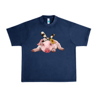 Navy baby pig with cowhide ribbon Urban Heavy Tee - RanaPortraitStore