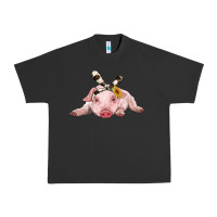 Pigment Black baby pig with cowhide ribbon Urban Heavy Tee - RanaPortraitStore