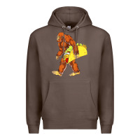 Coffee bigfoot carrying taco Premium Hoodie - DesigneFamous