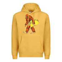Mustard bigfoot carrying taco Premium Hoodie - DesigneFamous