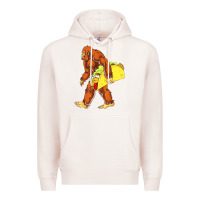 Pale Pink bigfoot carrying taco Premium Hoodie - DesigneFamous