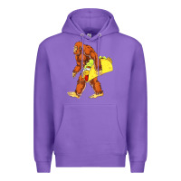 Purple bigfoot carrying taco Premium Hoodie - DesigneFamous