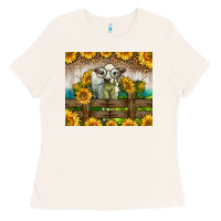 Bone Western Charolais Heifer With Sunflowers Ladies Tee - LillyAllenDesigns