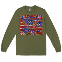Army Green American flag and star leopard Long Sleeve Tee - Artiststas