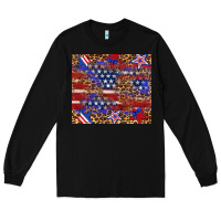 Black American flag and star leopard Long Sleeve Tee - Artiststas