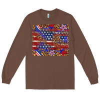 Chestnut American flag and star leopard Long Sleeve Tee - Artiststas