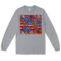 Heather Grey American flag and star leopard Long Sleeve Tee - Artiststas