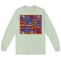 Matcha American flag and star leopard Long Sleeve Tee - Artiststas
