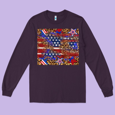 American Flag And Star Leopard Long Sleeve Tee Designed By Artiststas