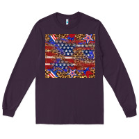 Plum American flag and star leopard Long Sleeve Tee - Artiststas