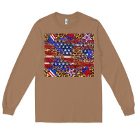 Toasted Coconut American flag and star leopard Long Sleeve Tee - Artiststas