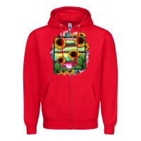 Red New Mexico Map Sunflower Cactus Serape Zipper Hoodie - RanaPortraitStore