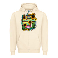 Sandshell New Mexico Map Sunflower Cactus Serape Zipper Hoodie - RanaPortraitStore