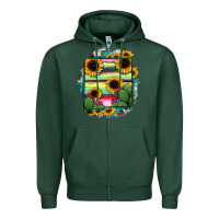 Sports Green New Mexico Map Sunflower Cactus Serape Zipper Hoodie - RanaPortraitStore