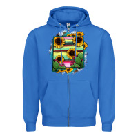 True Royal New Mexico Map Sunflower Cactus Serape Zipper Hoodie - RanaPortraitStore