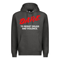 Charcoal Heather d a r e anti drugs Premium Hoodie - DesigneFamous