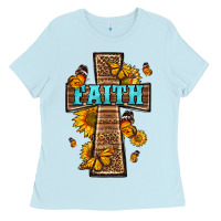 Baby Blue Western Faith Cross Butterfly Ladies Tee - LillyAllenDesigns