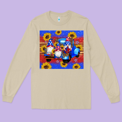 American Flag Gnomes Truck Sunflowers Star Leopard Glitter Long Sleeve Tee Designed By Artiststas
